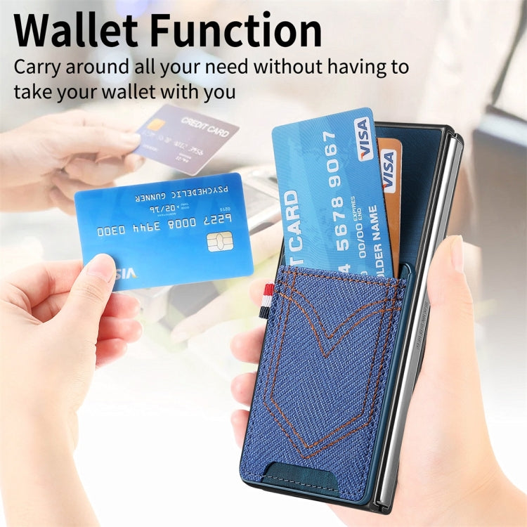For Samsung Galaxy Z Fold5 JUNSUNMAY Denim Pattern Leather Skin PC Folding Phone Case with Card Slot(Pink) - Galaxy Z Fold5 Cases by JUNSUNMAY | Online Shopping UK | buy2fix