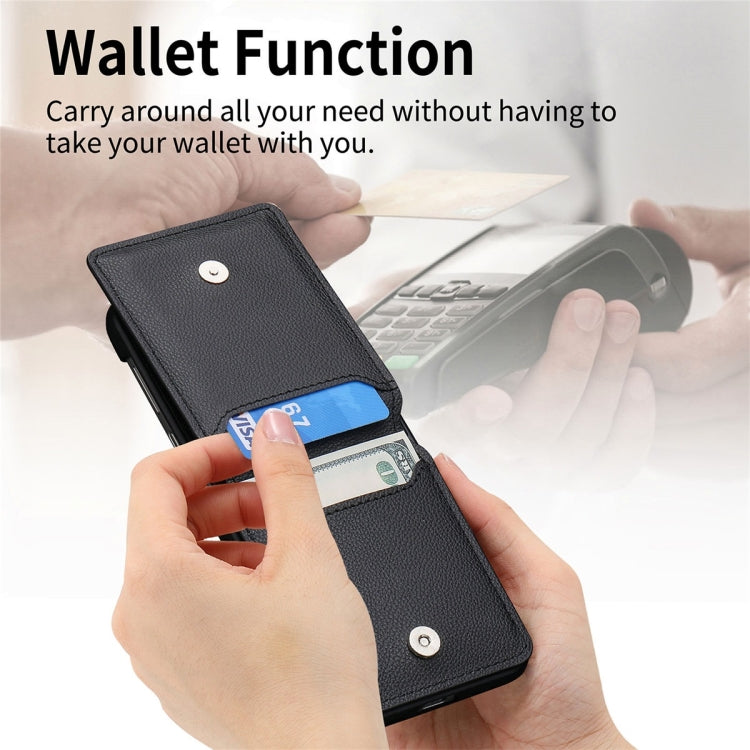 For Samsung Galaxy Z Flip5 JUNSUNMAY Litchi Leather Skin PC Folding Phone Case(Brown) - Galaxy Z Flip5 Cases by JUNSUNMAY | Online Shopping UK | buy2fix