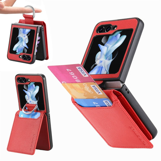 For Samsung Galaxy Z Flip6 / Flip7 FE JUNSUNMAY Litchi Leather Skin PC Folding Phone Case(Red) - Galaxy Z Flip6 5G Cases by JUNSUNMAY | Online Shopping UK | buy2fix