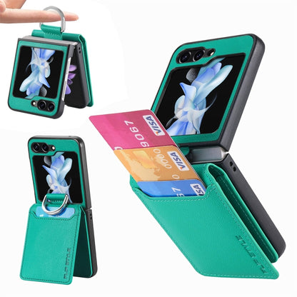 For Samsung Galaxy Z Flip6 / Flip7 FE JUNSUNMAY Litchi Leather Skin PC Folding Phone Case(Green) - Galaxy Z Flip6 5G Cases by JUNSUNMAY | Online Shopping UK | buy2fix