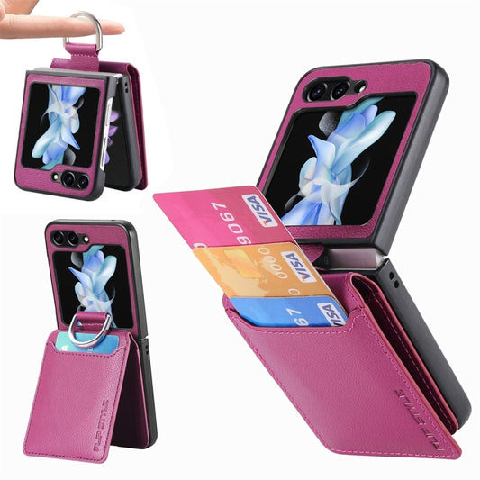 For Samsung Galaxy Z Flip6 / Flip7 FE JUNSUNMAY Litchi Leather Skin PC Folding Phone Case(Purple) - Galaxy Z Flip6 5G Cases by JUNSUNMAY | Online Shopping UK | buy2fix