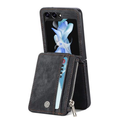 For Samsung Galaxy Z Flip5 JUNSUNMAY Wallet Leather Phone Case with Card Slots(Black) - Galaxy Z Flip5 Cases by JUNSUNMAY | Online Shopping UK | buy2fix