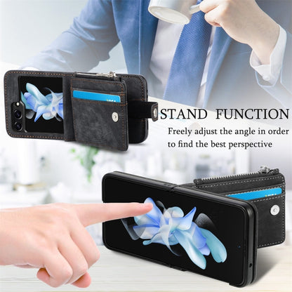 For Samsung Galaxy Z Flip5 JUNSUNMAY Wallet Leather Phone Case with Card Slots(Black) - Galaxy Z Flip5 Cases by JUNSUNMAY | Online Shopping UK | buy2fix