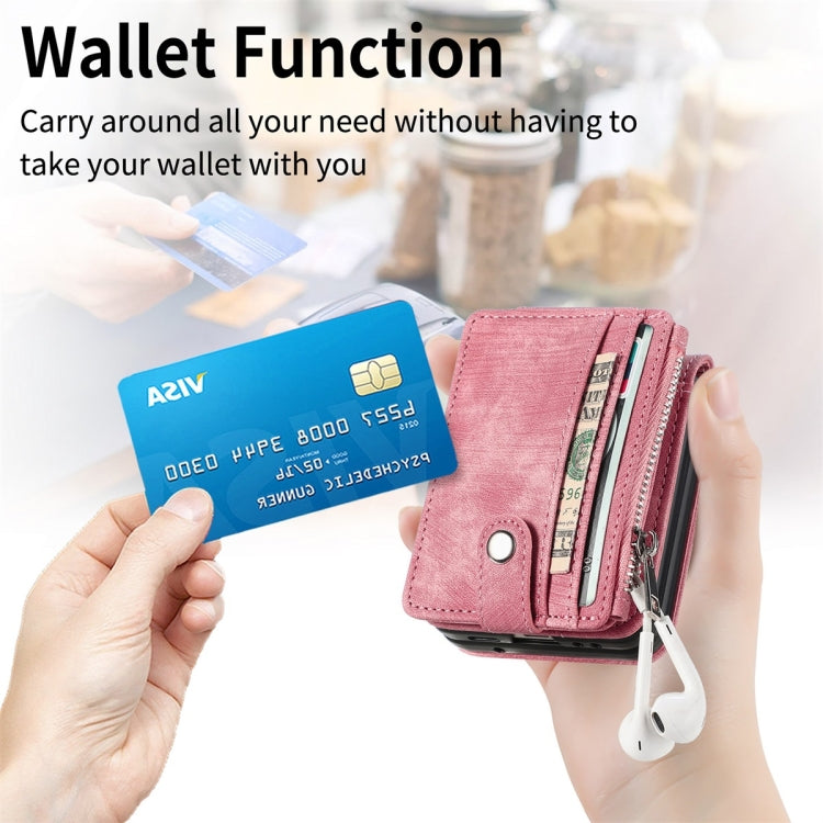For Samsung Galaxy Z Flip5 JUNSUNMAY Wallet Leather Phone Case with Card Slots(Pink) - Galaxy Z Flip5 Cases by JUNSUNMAY | Online Shopping UK | buy2fix