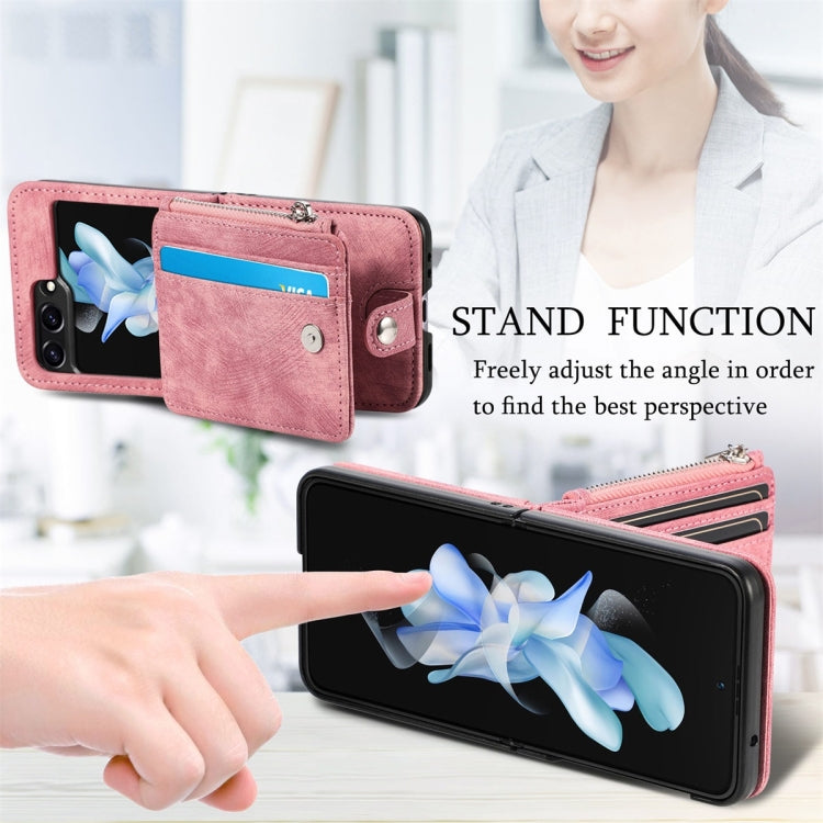 For Samsung Galaxy Z Flip5 JUNSUNMAY Wallet Leather Phone Case with Card Slots(Pink) - Galaxy Z Flip5 Cases by JUNSUNMAY | Online Shopping UK | buy2fix