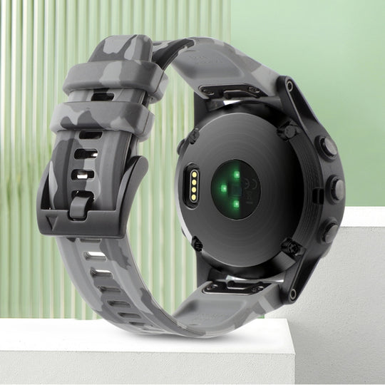 For Garmin Fenix 7X Pro 51mm Camouflage 26mm Silicone Watch Band(Camouflage Grey)