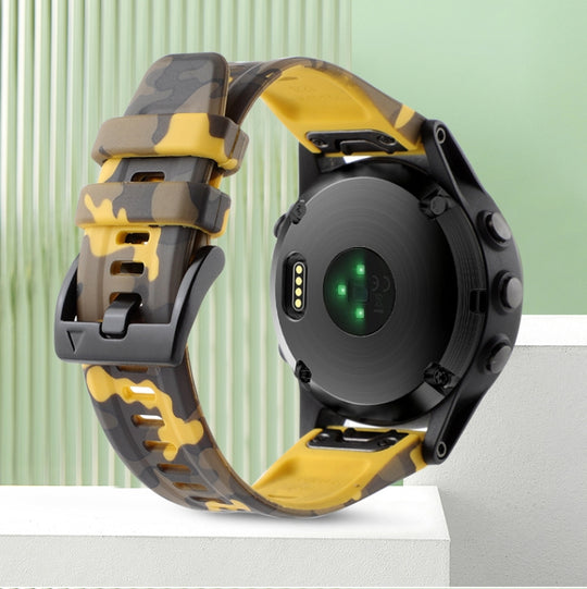 For Garmin Instinct 2X Solar Camouflage 26mm Silicone Watch Band(Camouflage Yellow)