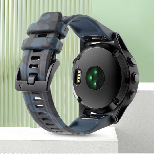 For Garmin D2 Delta PX Camouflage 26mm Silicone Watch Band(Camouflage Rock Cyan)