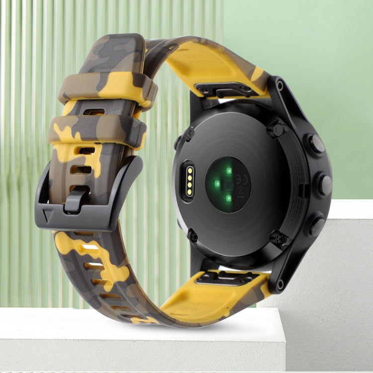 For Garmin TACTIX 7 Pro Camouflage 26mm Silicone Watch Band(Camouflage Yellow) - Watch Bands by buy2fix | Online Shopping UK | buy2fix
