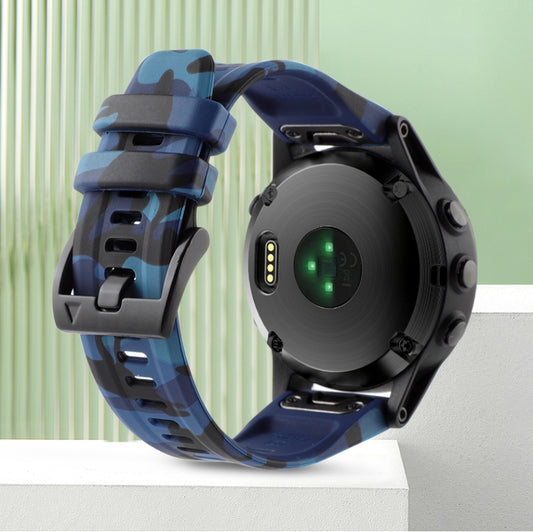 For Garmin TACTIX 7 Pro Camouflage 26mm Silicone Watch Band(Camouflage Blue) - Watch Bands by buy2fix | Online Shopping UK | buy2fix