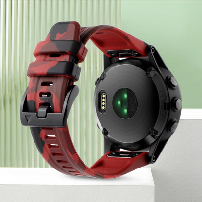 For Garmin Fenix 7X Camouflage 26mm Silicone Watch Band(Camouflage Red) - Watch Bands by buy2fix | Online Shopping UK | buy2fix