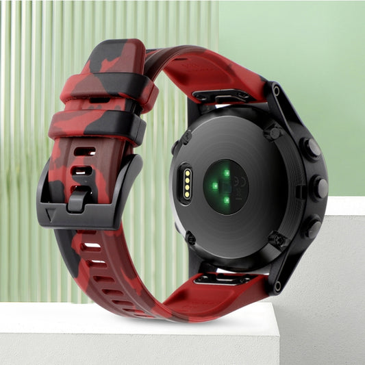 For Garmin Enduro 2 Camouflage 26mm Silicone Watch Band(Camouflage Red) - Watch Bands by buy2fix | Online Shopping UK | buy2fix