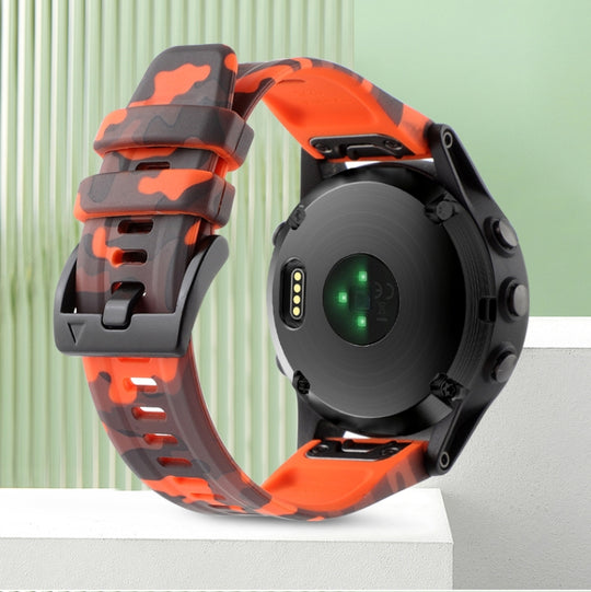 For Garmin Fenix 6X Sapphire Camouflage 26mm Silicone Watch Band(Camouflage Orange)