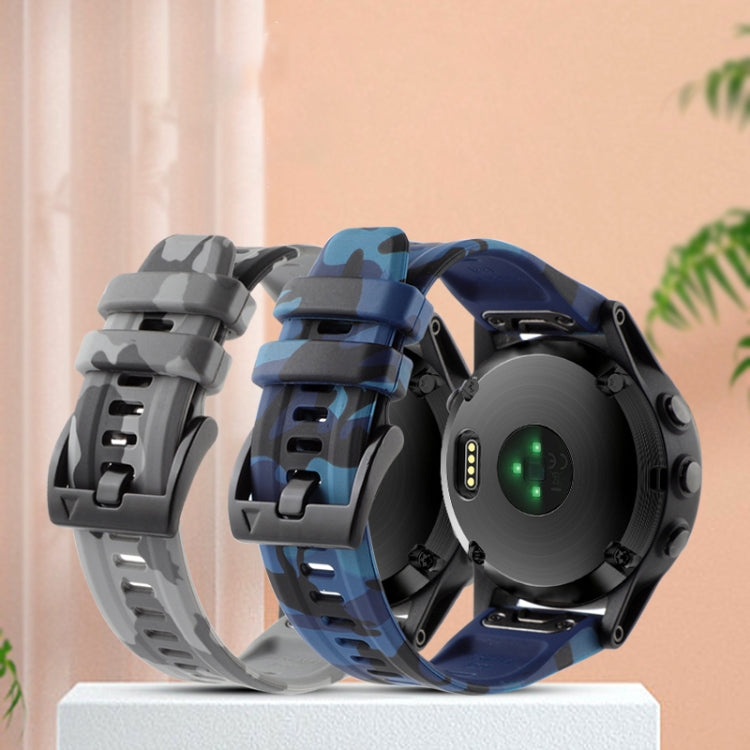 For Garmin TACTIX 7 Pro Camouflage 26mm Silicone Watch Band(Camouflage Grey) - Watch Bands by buy2fix | Online Shopping UK | buy2fix
