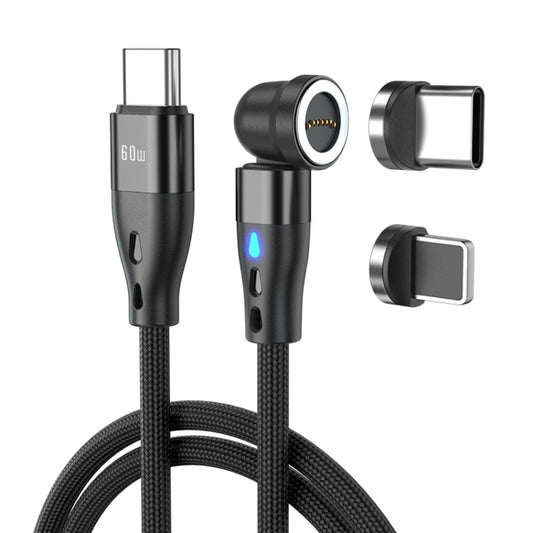 ENKAY PD60W Type-C to Type-C / 8 Pin Magnetic 540 Degrees Rotating Fast Charging Cable, Length:1m(Black) by ENKAY