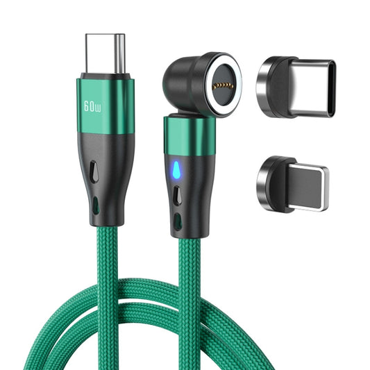 ENKAY PD60W Type-C to Type-C / 8 Pin Magnetic 540 Degrees Rotating Fast Charging Cable, Length:1m(Green) by ENKAY