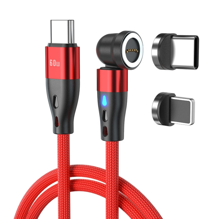 ENKAY PD60W Type-C to Type-C / 8 Pin Magnetic 540 Degrees Rotating Fast Charging Cable, Length:1m(Red) by ENKAY