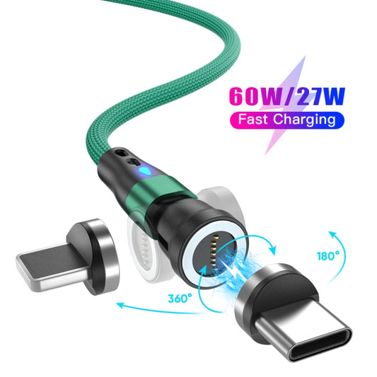 ENKAY PD60W Type-C to Type-C / 8 Pin Magnetic 540 Degrees Rotating Fast Charging Cable, Length:2m(Green) by ENKAY
