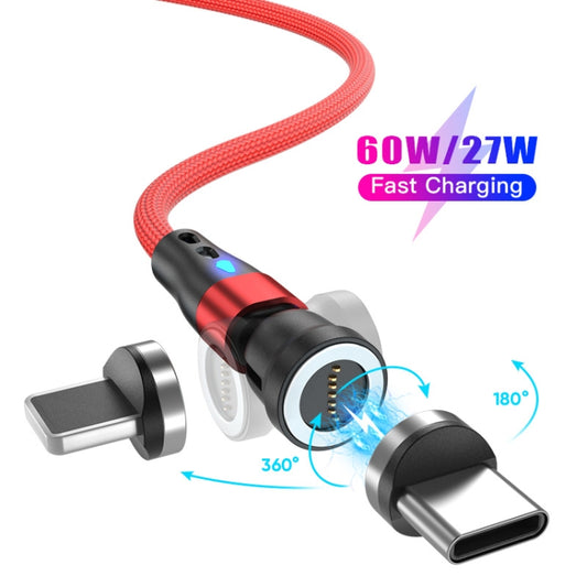 ENKAY PD60W Type-C to Type-C / 8 Pin Magnetic 540 Degrees Rotating Fast Charging Cable, Length:2m(Red) by ENKAY