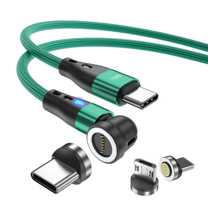 ENKAY PD60W Type-C to Type-C / 8 Pin / Micro USB Magnetic 540 Degrees Rotating Fast Charging Cable, Length:1m(Green) by ENKAY