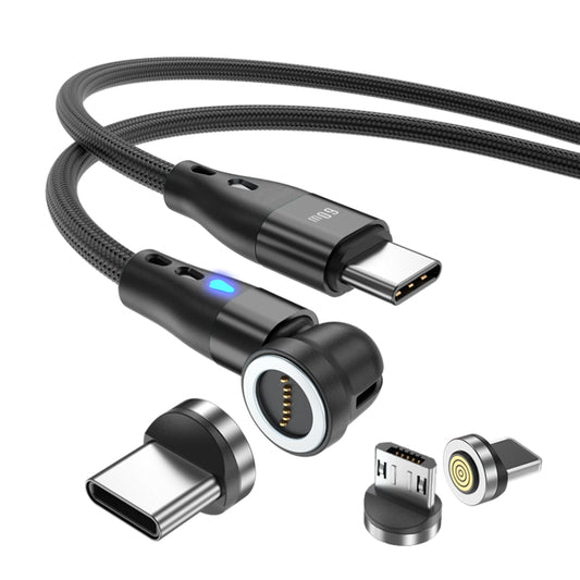 ENKAY PD60W Type-C to Type-C / 8 Pin / Micro USB Magnetic 540 Degrees Rotating Fast Charging Cable, Length:2m(Black) by ENKAY