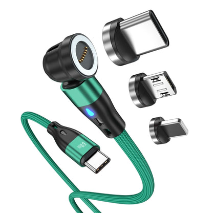 ENKAY PD60W Type-C to Type-C / 8 Pin / Micro USB Magnetic 540 Degrees Rotating Fast Charging Cable, Length:2m(Green) by ENKAY