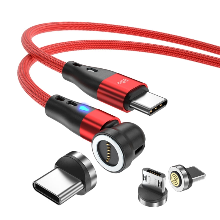 ENKAY PD60W Type-C to Type-C / 8 Pin / Micro USB Magnetic 540 Degrees Rotating Fast Charging Cable, Length:2m(Red) by ENKAY