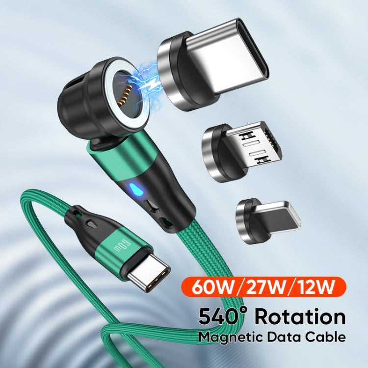 ENKAY PD60W Type-C to Type-C / 8 Pin / Micro USB Magnetic 540 Degrees Rotating Fast Charging Cable, Length:1m(Green) by ENKAY