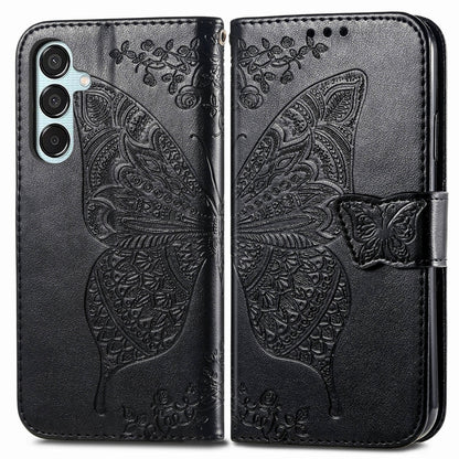 For Samsung Galaxy M15 Butterfly Love Flower Embossed Leather Phone Case(Black) by buy2fix