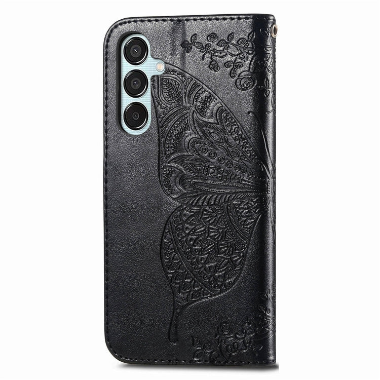 For Samsung Galaxy M15 Butterfly Love Flower Embossed Leather Phone Case(Black) by buy2fix