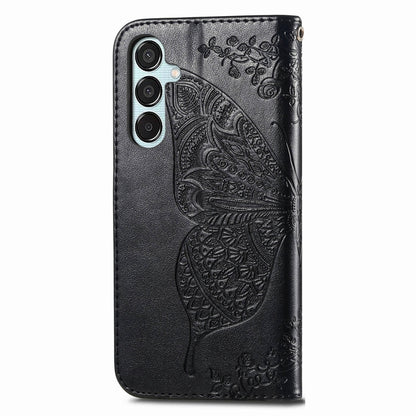 For Samsung Galaxy M15 Butterfly Love Flower Embossed Leather Phone Case(Black) by buy2fix
