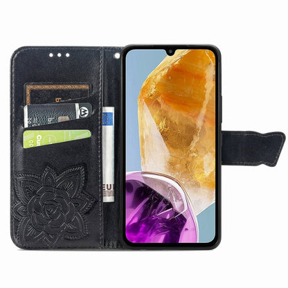 For Samsung Galaxy M15 Butterfly Love Flower Embossed Leather Phone Case(Black) by buy2fix