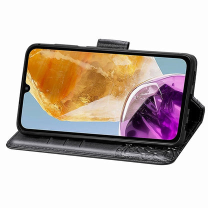 For Samsung Galaxy M15 Butterfly Love Flower Embossed Leather Phone Case(Black) by buy2fix