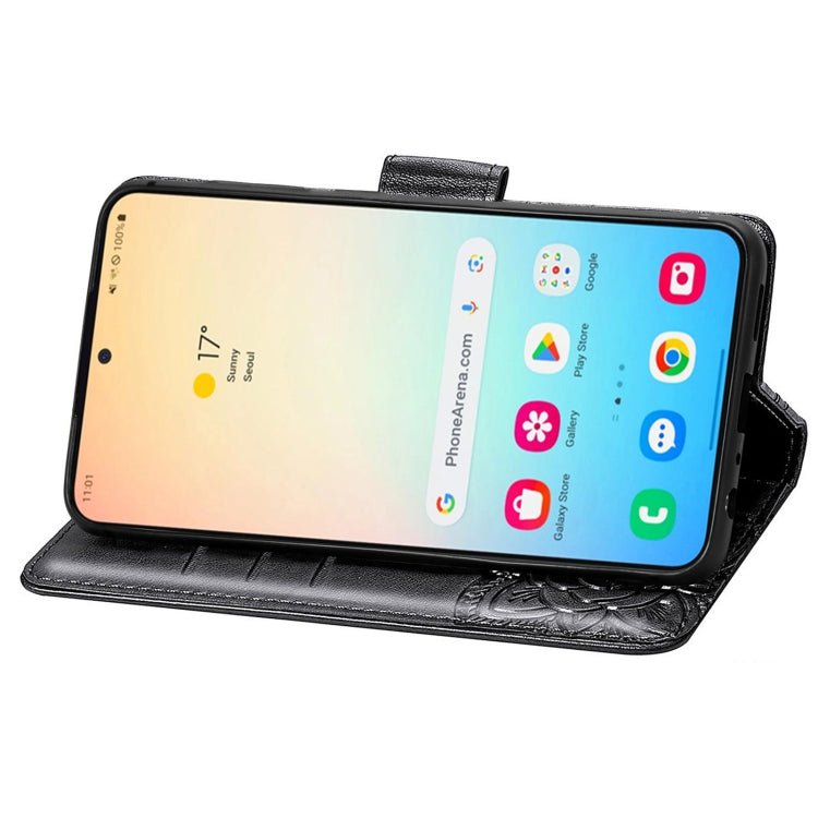 For Samsung Galaxy S25 5G Butterfly Love Flower Embossed Leather Phone Case(Black) by buy2fix