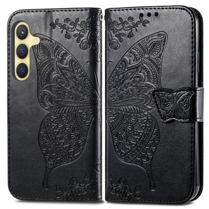 For Samsung Galaxy S25+ 5G Butterfly Love Flower Embossed Leather Phone Case(Black) by buy2fix