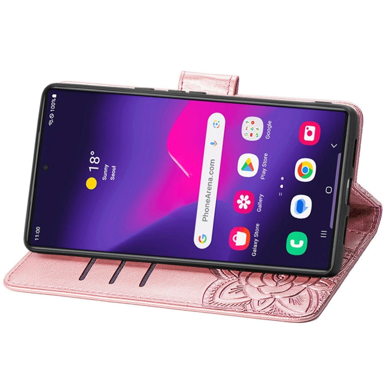 For Samsung Galaxy S25 Ultra 5G Butterfly Love Flower Embossed Leather Phone Case(Rose Gold) by buy2fix