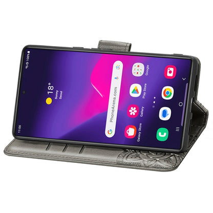 For Samsung Galaxy S25 Ultra 5G Butterfly Love Flower Embossed Leather Phone Case(Gray) by buy2fix