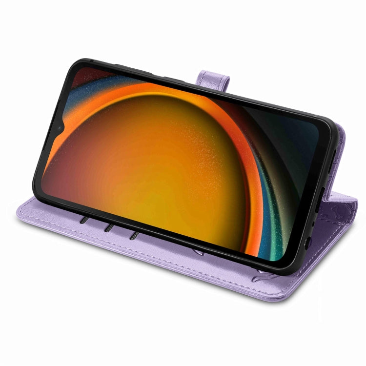 For Samsung Galaxy Xcover 7 Cat and Dog Embossed Leather Phone Case(Purple) by buy2fix