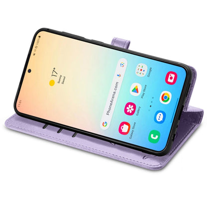 For Samsung Galaxy S25 5G Cat and Dog Embossed Leather Phone Case(Purple) by buy2fix