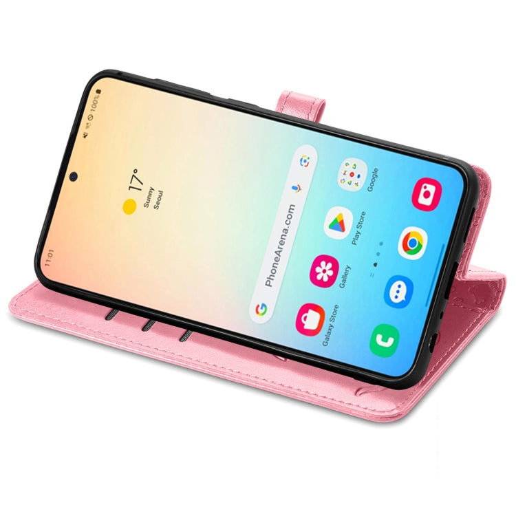 For Samsung Galaxy S25+ 5G Cat and Dog Embossed Leather Phone Case(Pink) by buy2fix