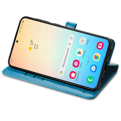 For Samsung Galaxy S25+ 5G Cat and Dog Embossed Leather Phone Case(Blue) by buy2fix