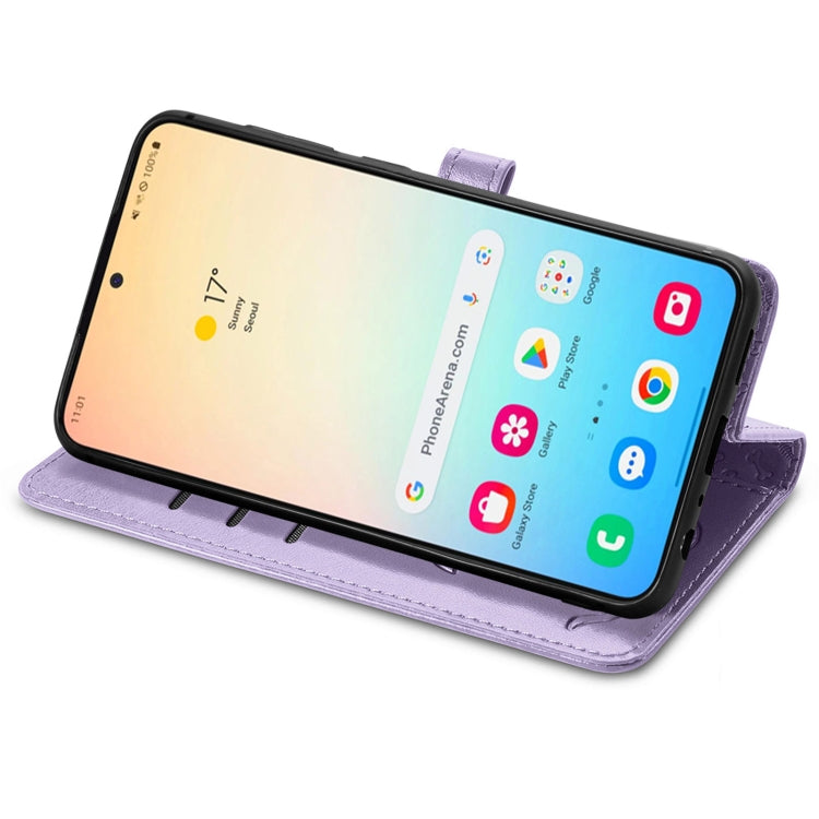 For Samsung Galaxy S25 Ultra 5G Cat and Dog Embossed Leather Phone Case(Purple) by buy2fix