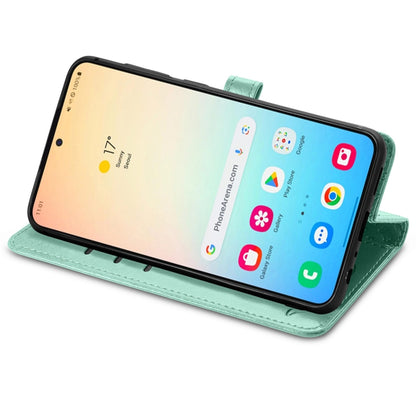 For Samsung Galaxy S25 Ultra 5G Cat and Dog Embossed Leather Phone Case(Green) by buy2fix