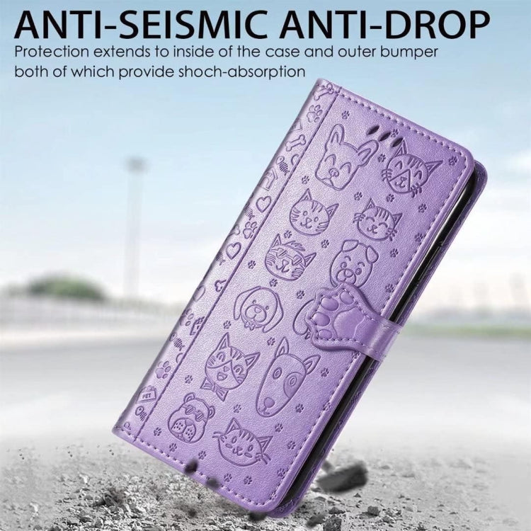 For Samsung Galaxy S23 FE 5G Cat and Dog Embossed Leather Phone Case(Pink) by buy2fix