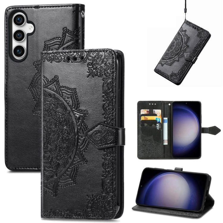 For Samsung Galaxy S23 FE 5G Mandala Flower Embossed Leather Phone Case(Black) by buy2fix