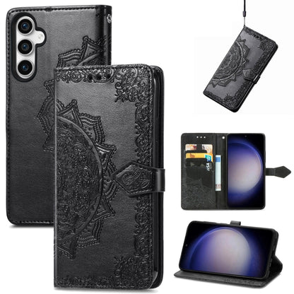For Samsung Galaxy S23 FE 5G Mandala Flower Embossed Leather Phone Case(Black) by buy2fix