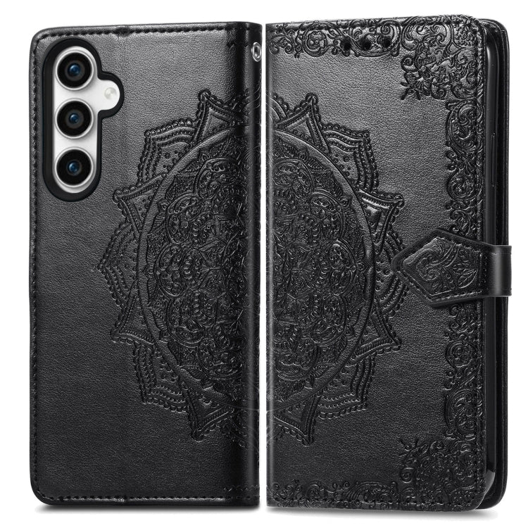 For Samsung Galaxy S23 FE 5G Mandala Flower Embossed Leather Phone Case(Black) by buy2fix