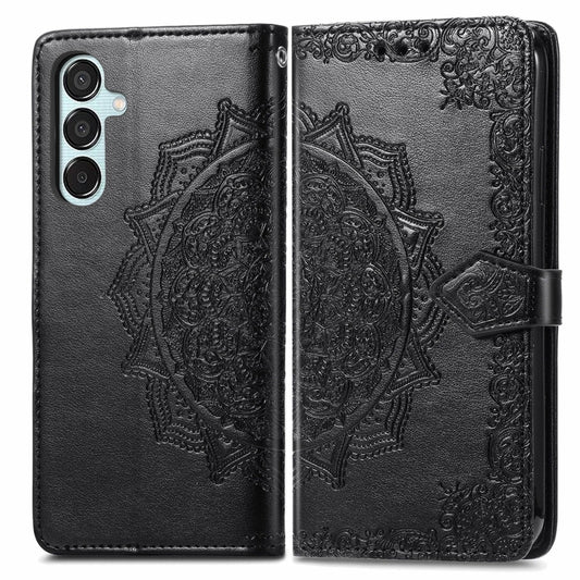 For Samsung Galaxy M15 Mandala Flower Embossed Leather Phone Case(Black) by buy2fix