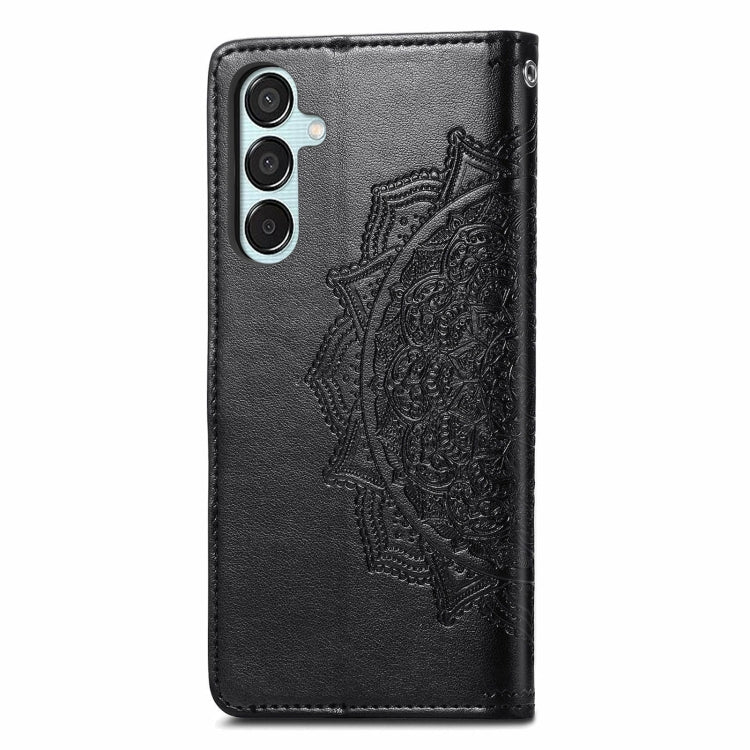 For Samsung Galaxy M15 Mandala Flower Embossed Leather Phone Case(Black) by buy2fix