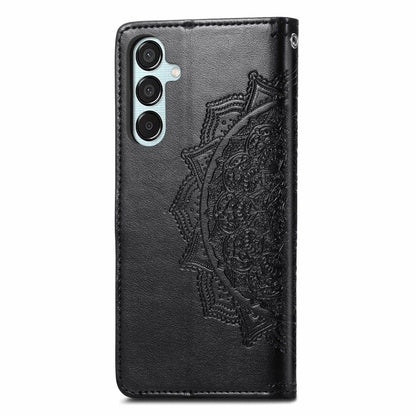 For Samsung Galaxy M15 Mandala Flower Embossed Leather Phone Case(Black) by buy2fix